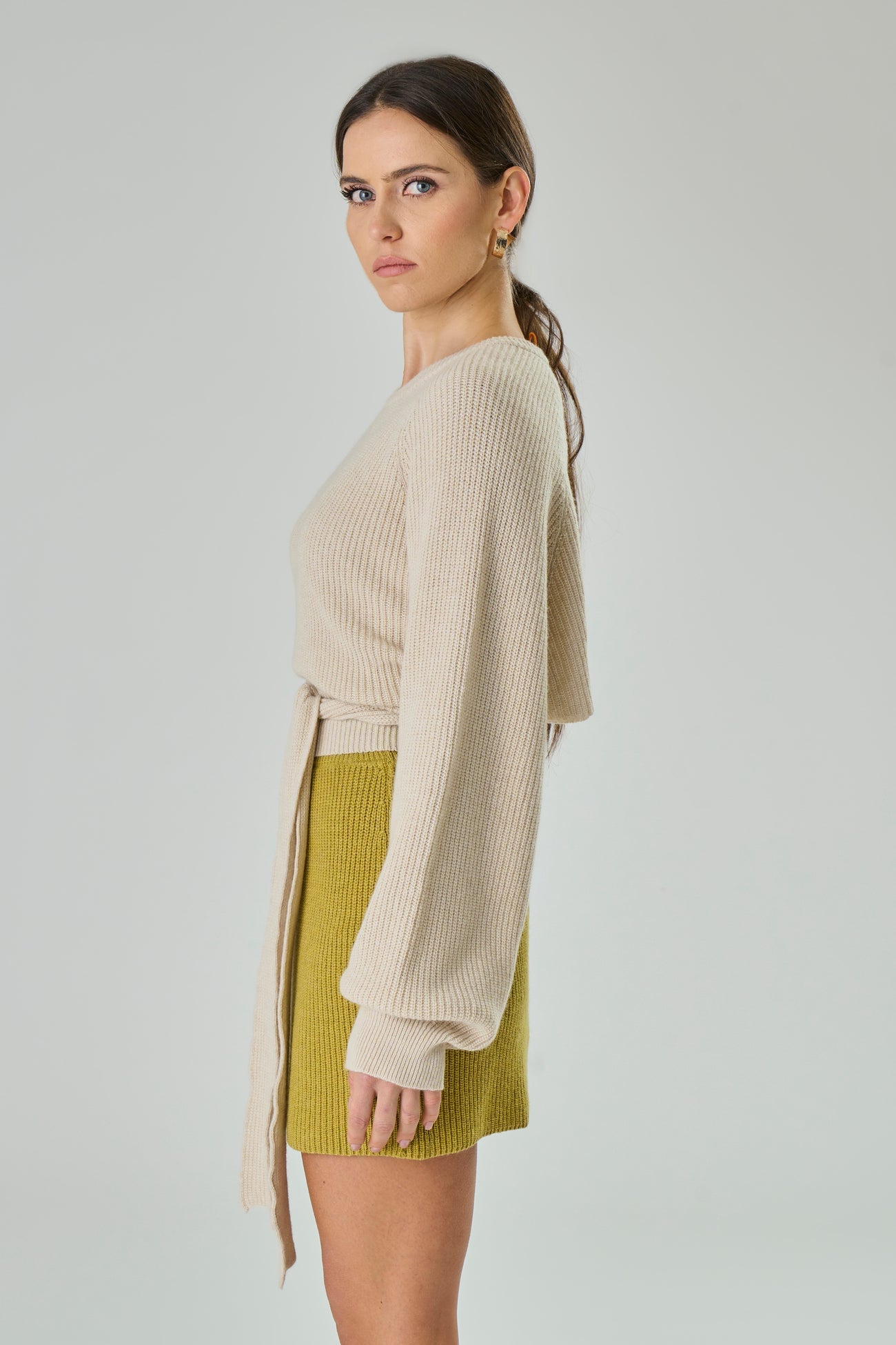 Girocollo con fiocco in misto Cashmere - Ambra-3