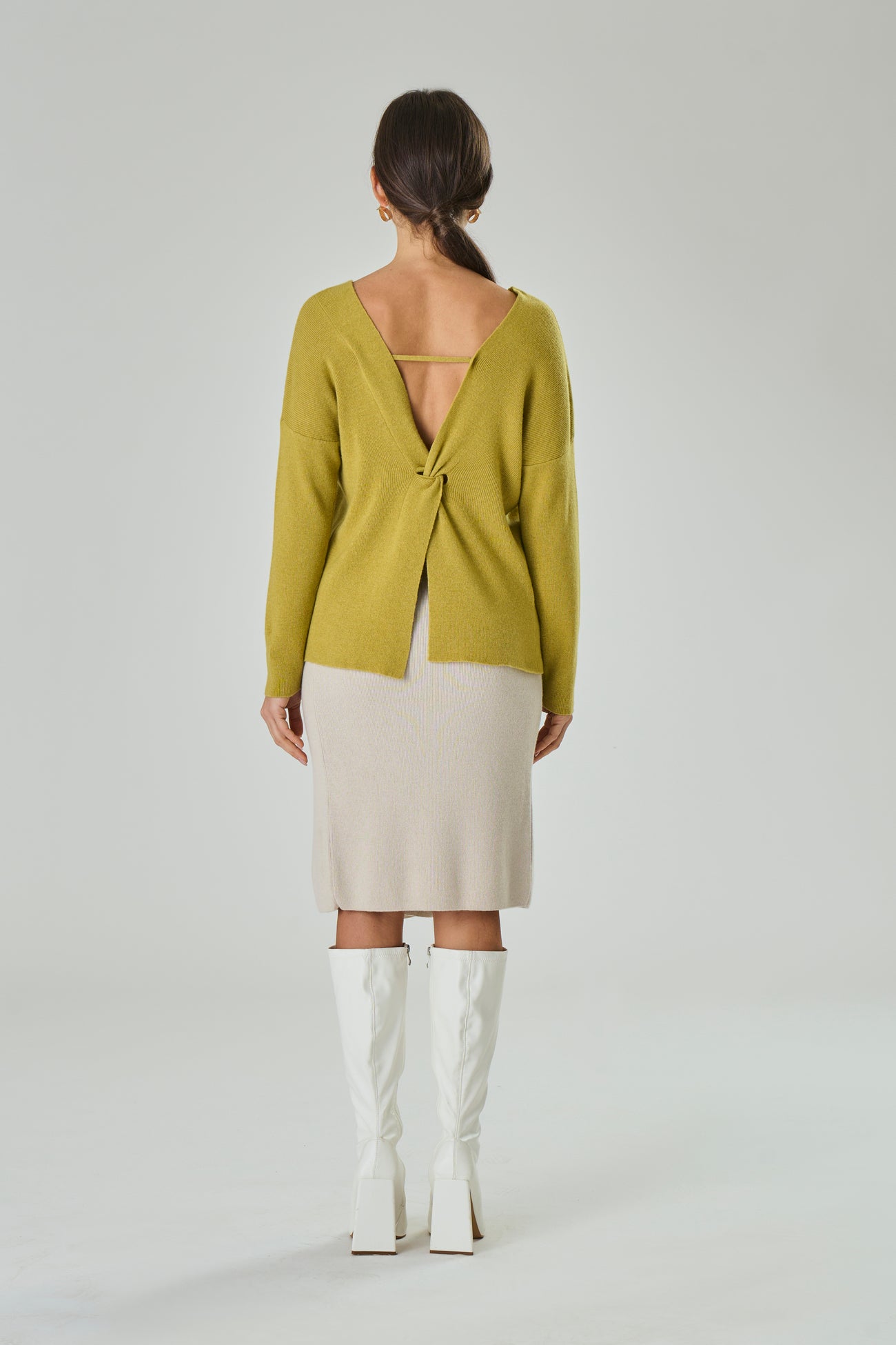 Cashmere blend sweater with crossover on the back - Andrea