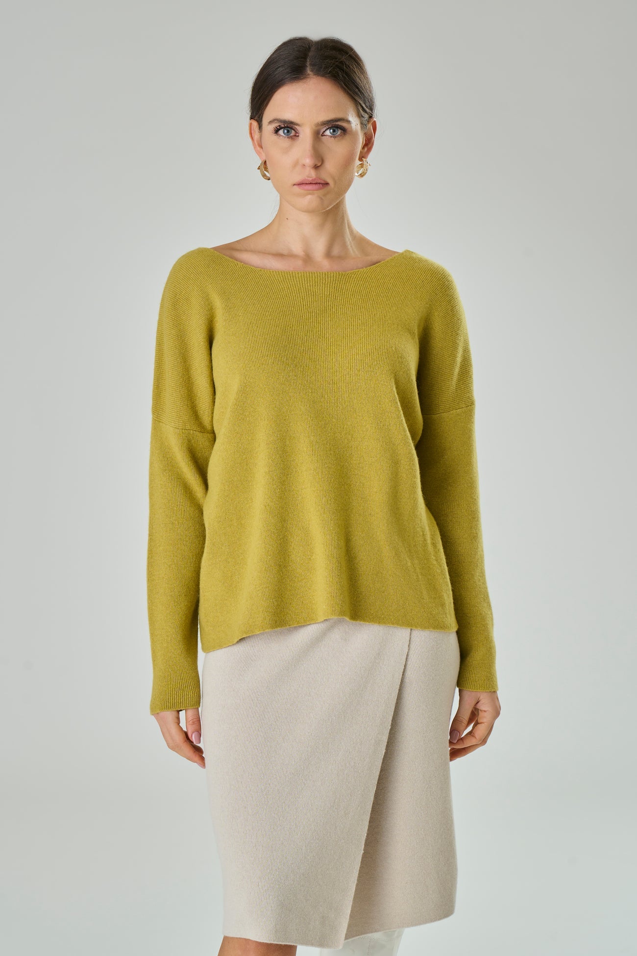 Cashmere blend sweater with crossover on the back - Andrea