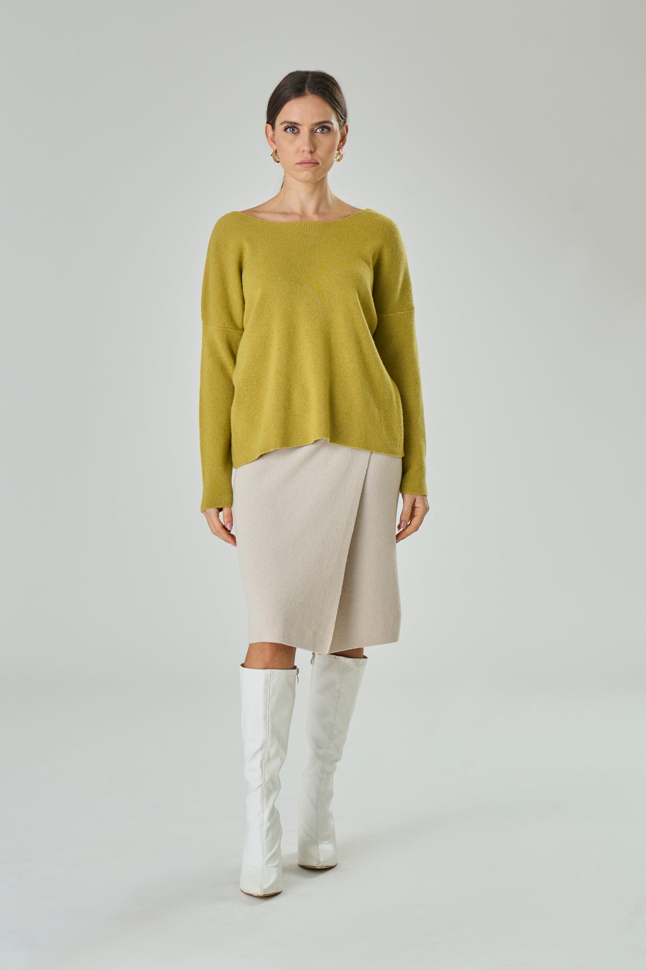 Cashmere blend sweater with crossover on the back - Andrea