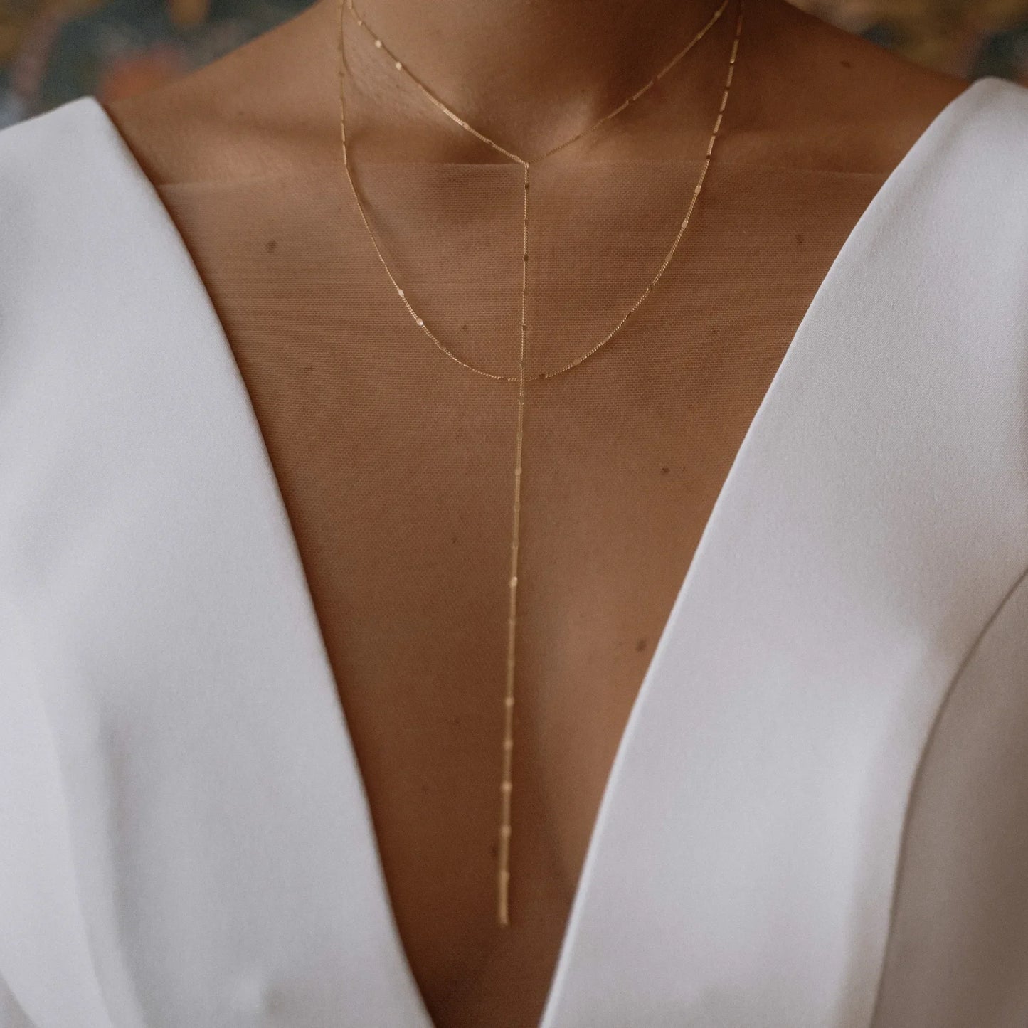 AVA Y DROP DOUBLE LAYER NECKLACE-1