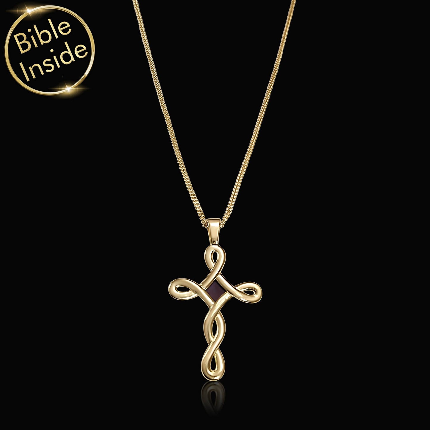 Infinity Cross Pendant Necklace With Holy Bible Inside - Eternal Grace Pendant-6