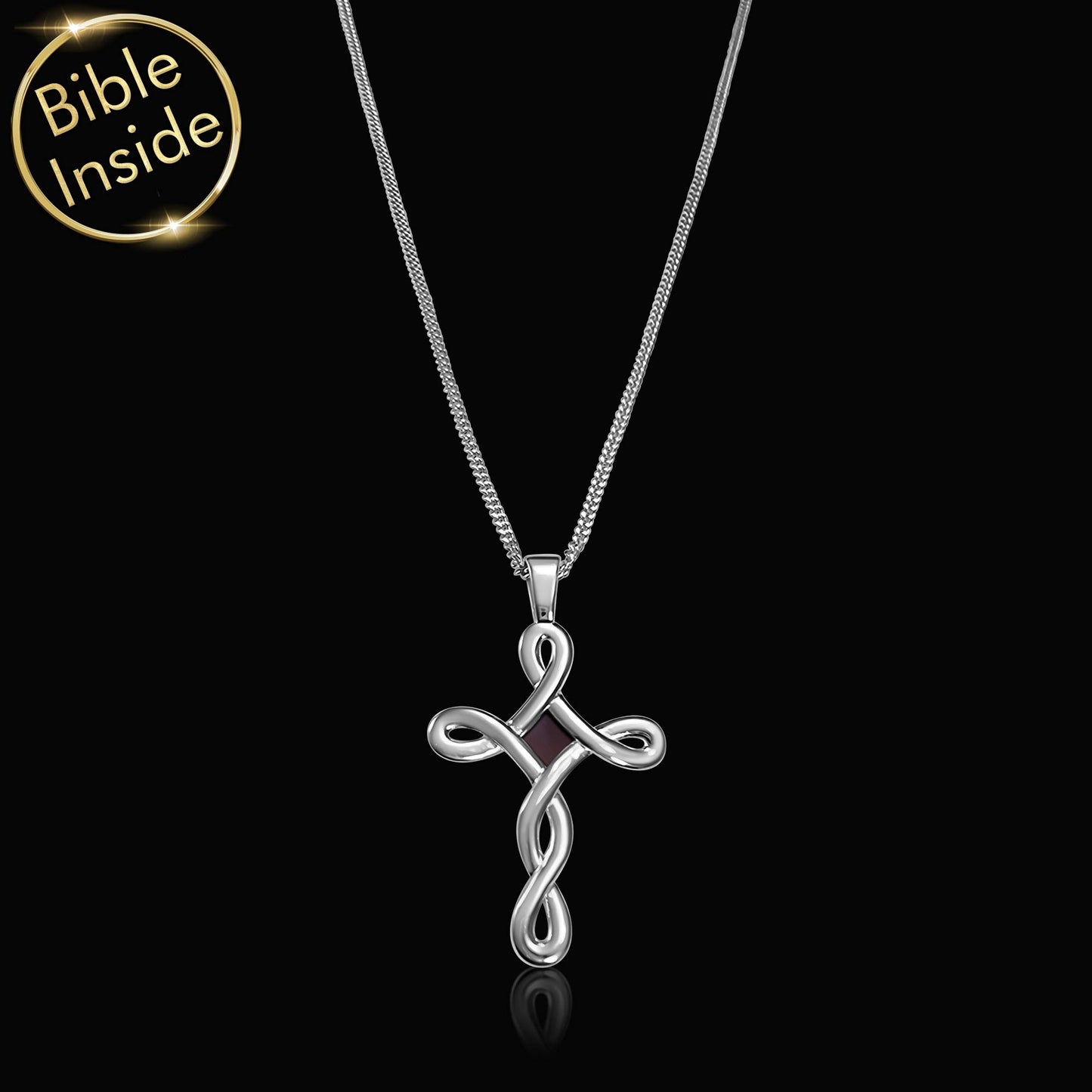 Infinity Cross Pendant Necklace With Holy Bible Inside - Eternal Grace Pendant-5