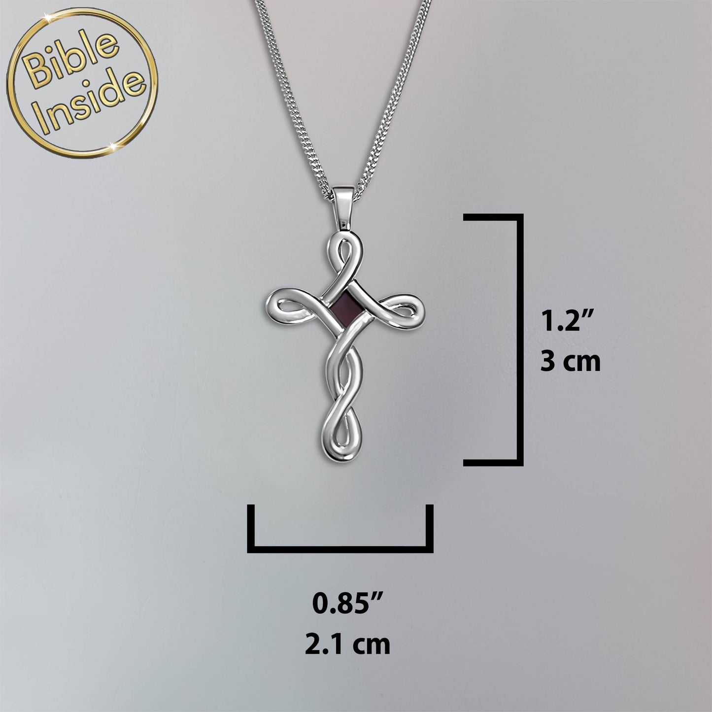 Infinity Cross Pendant Necklace With Holy Bible Inside - Eternal Grace Pendant-4