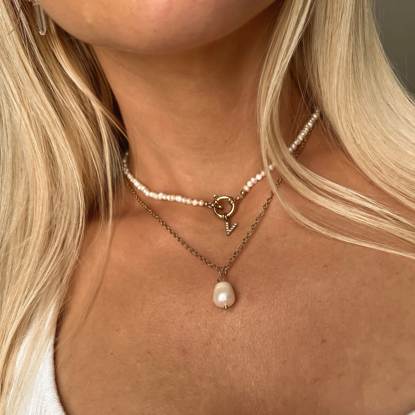 PERLA INITIALE necklace | stainless steel | waterproof-1