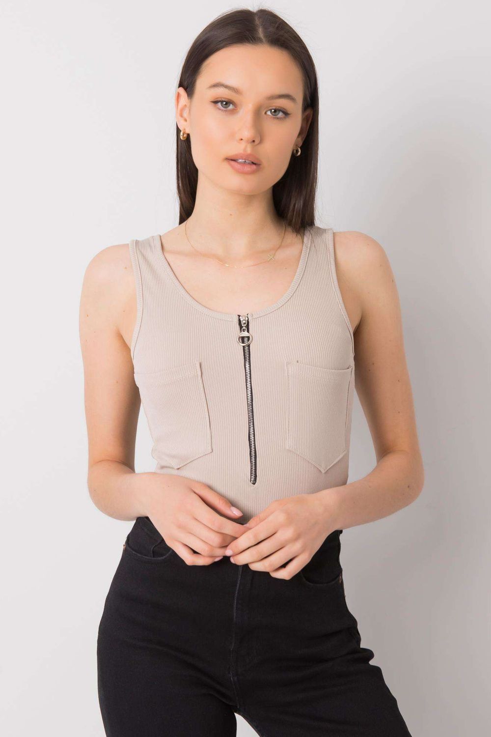 Koszulka Top MOdel DHJ-TP-13287.36P Beige - Italy Moda-1