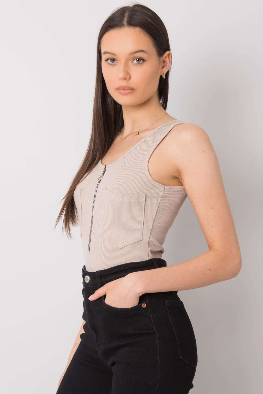 Koszulka Top MOdel DHJ-TP-13287.36P Beige - Italy Moda-2