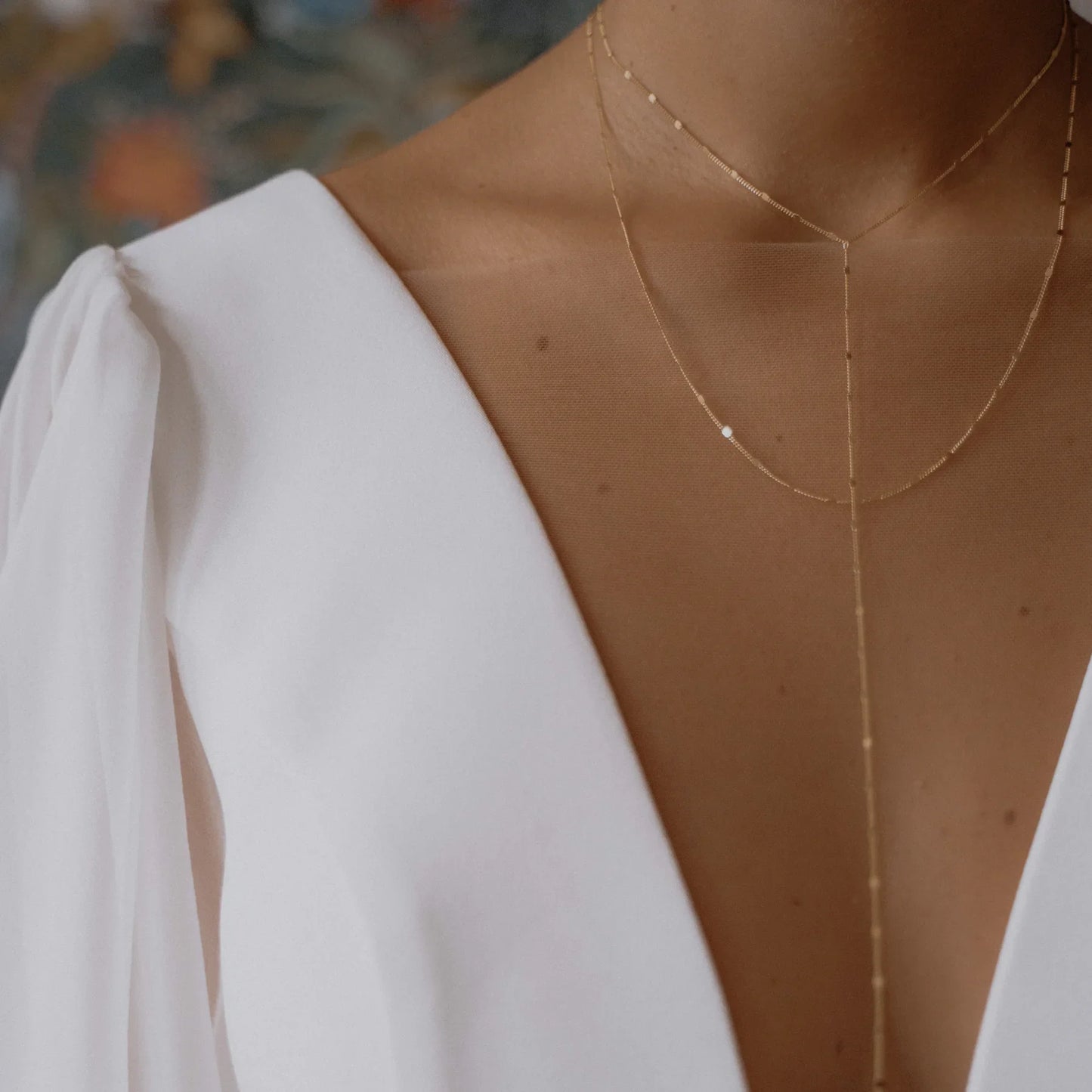 AVA Y DROP DOUBLE LAYER NECKLACE-3