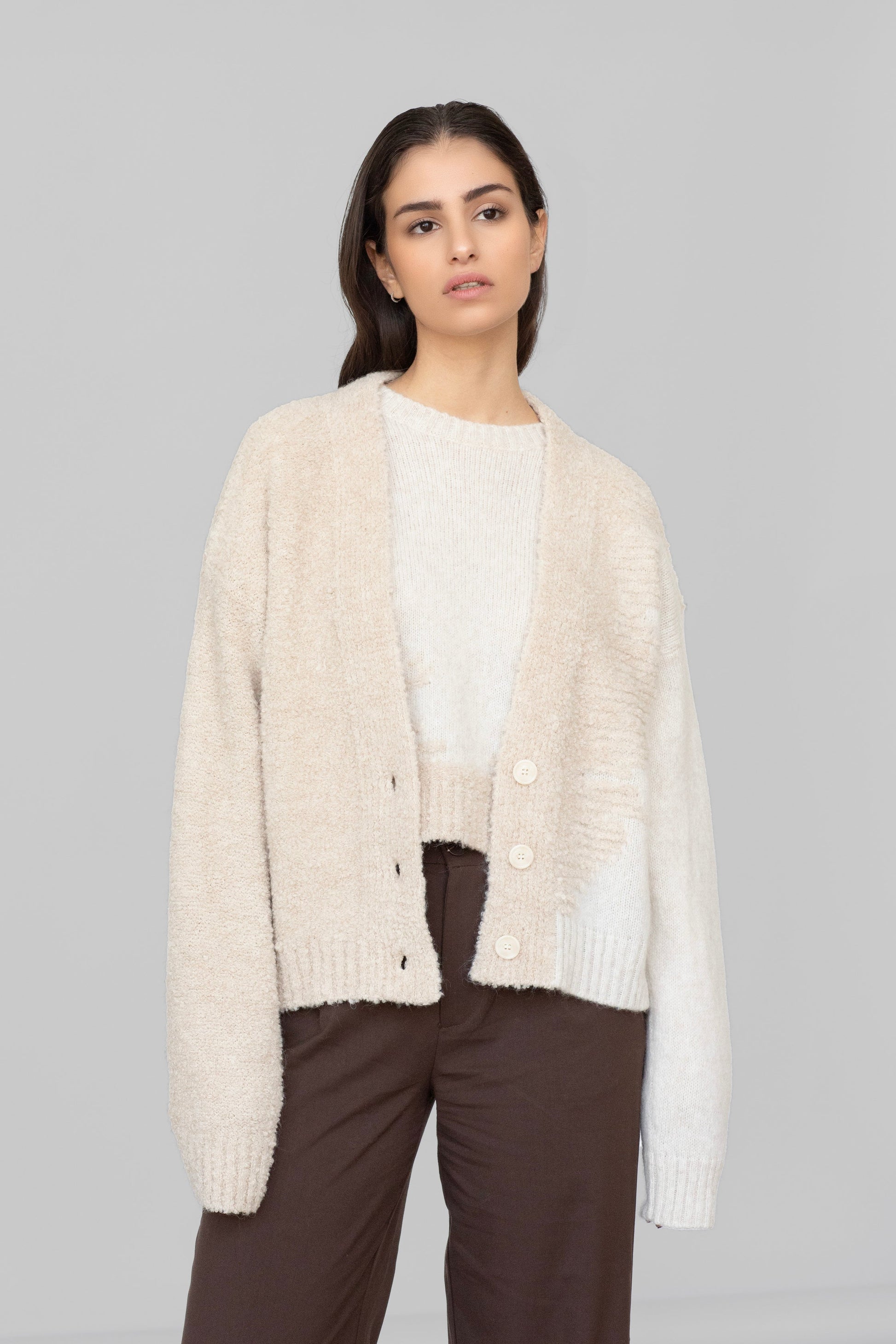 Cardigan Boucle' in Lana e Alpaca - Tecla-0