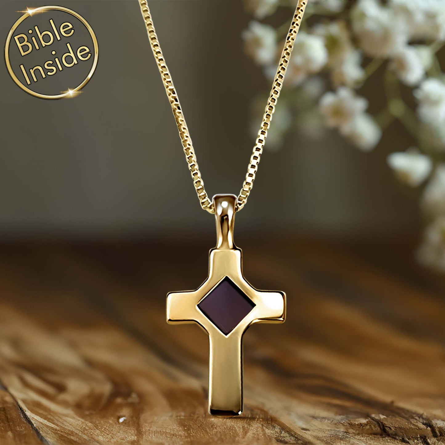 Biblical Necklace With Nano Holy Bible - Whisper Cross Necklace-4