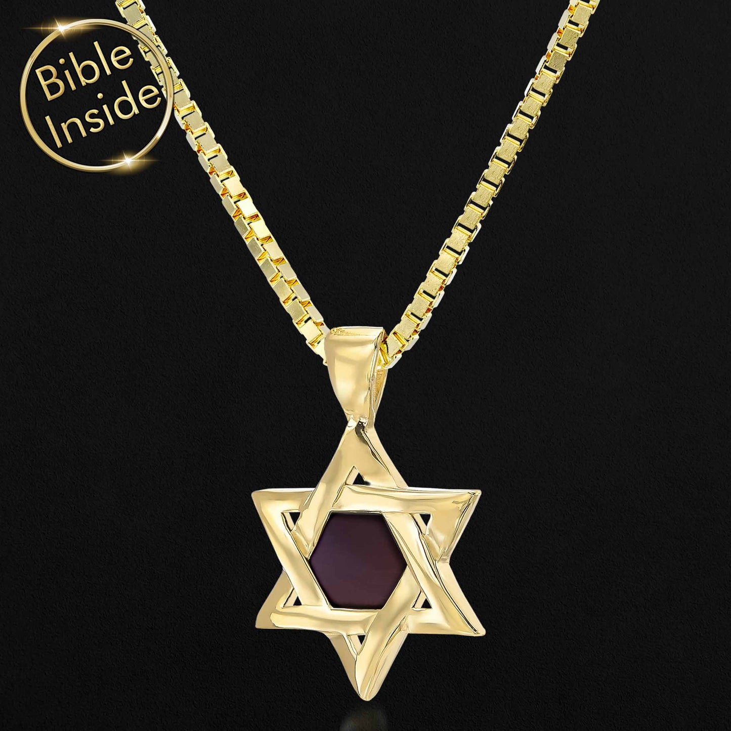 Small Star-of-David Necklace with Nano Bible - David Star 12 Pendant-6