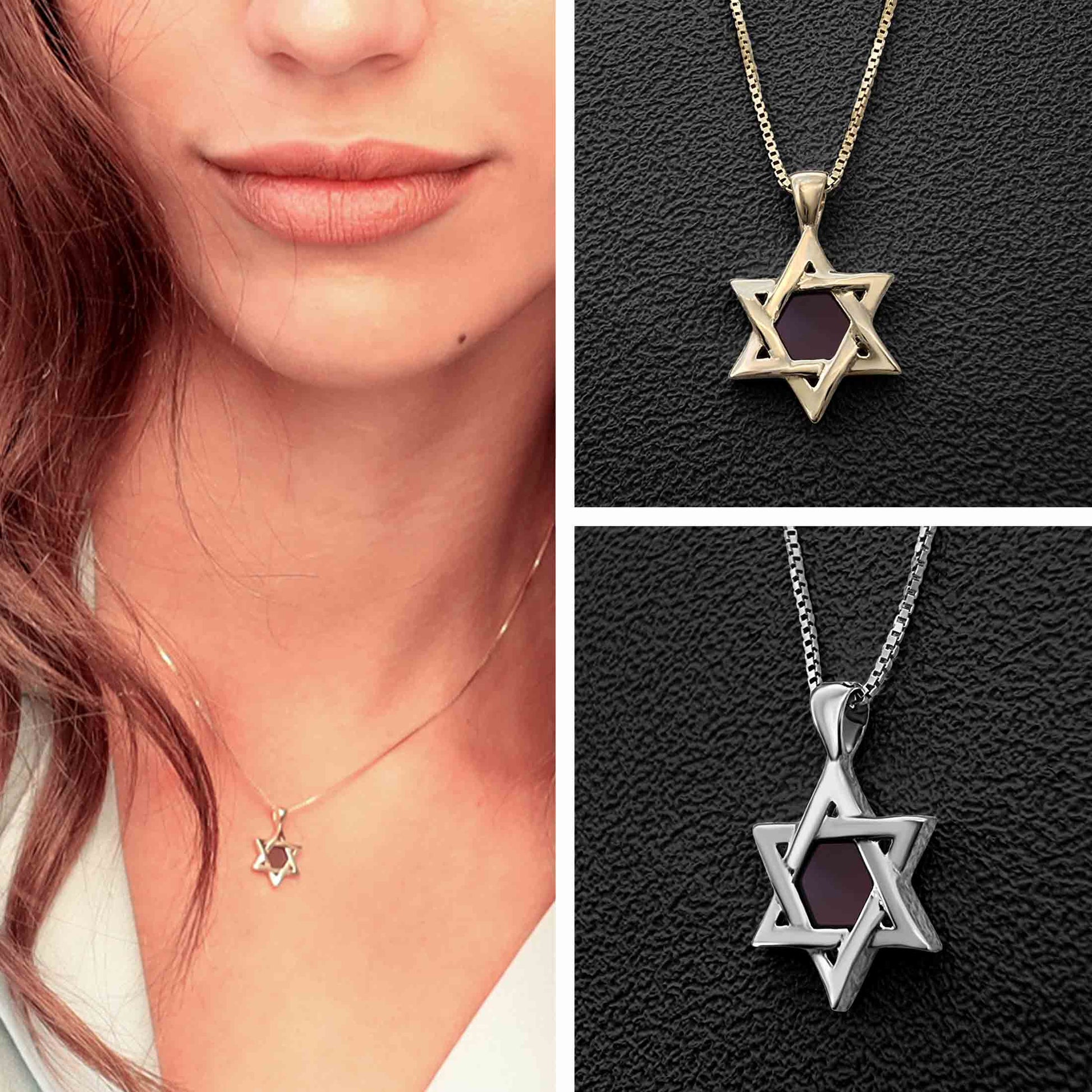 Small Star-of-David Necklace with Nano Bible - David Star 12 Pendant-0