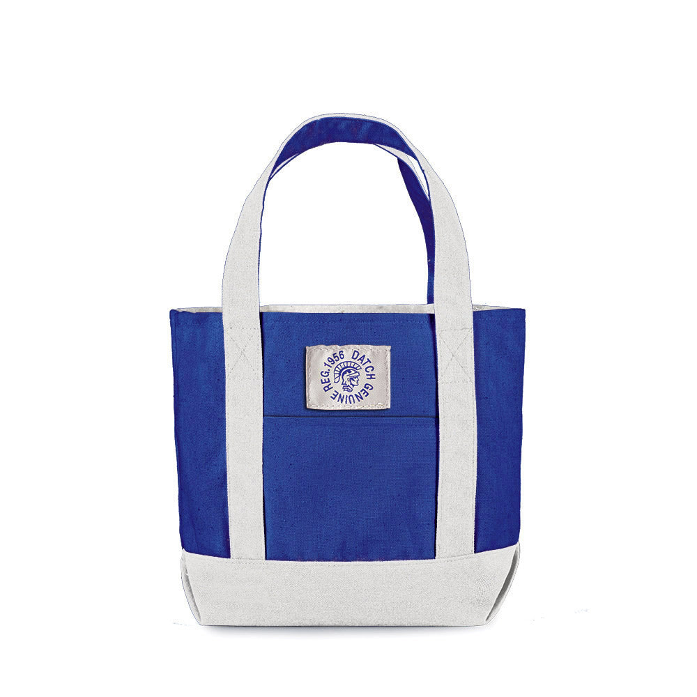 Mini Bag in Cotone con doppio manico - Colore Bianco/Blu - Dimensioni: cm 30 x 23 x 10-0