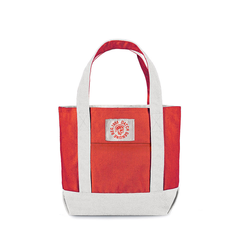 Mini Cotton Bag with double handle - White/Red colour - Dimensions: 30 x 23 x 10 cm