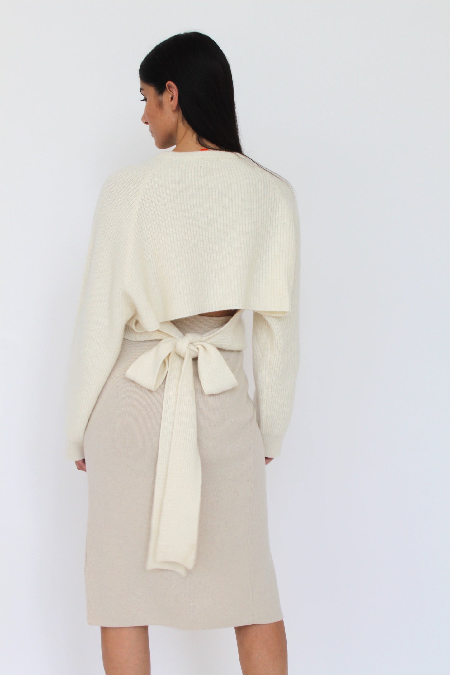 Girocollo con fiocco in misto Cashmere - Ambra-0