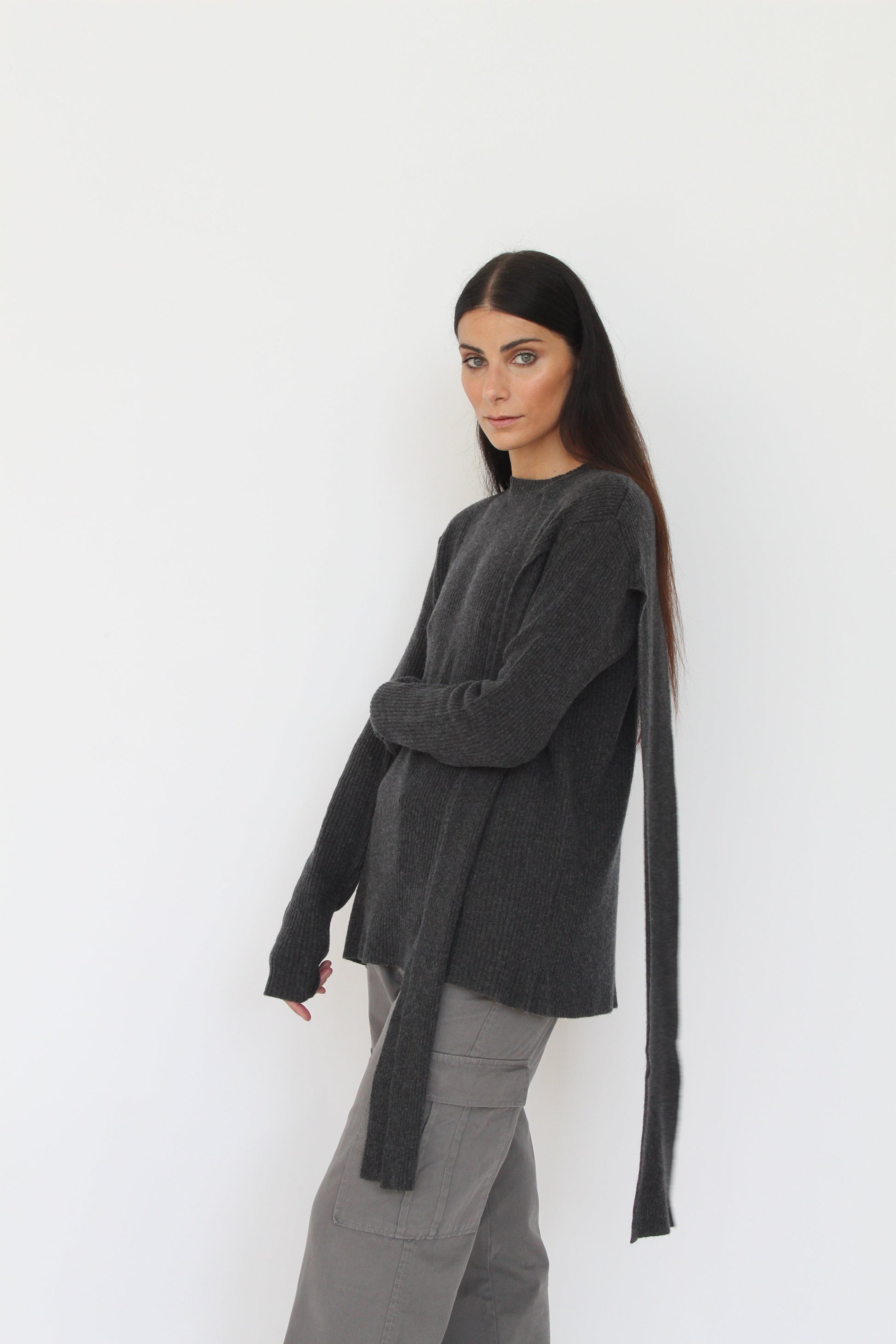 Girocollo con fiocco laterale in misto Cashmere - Antonia