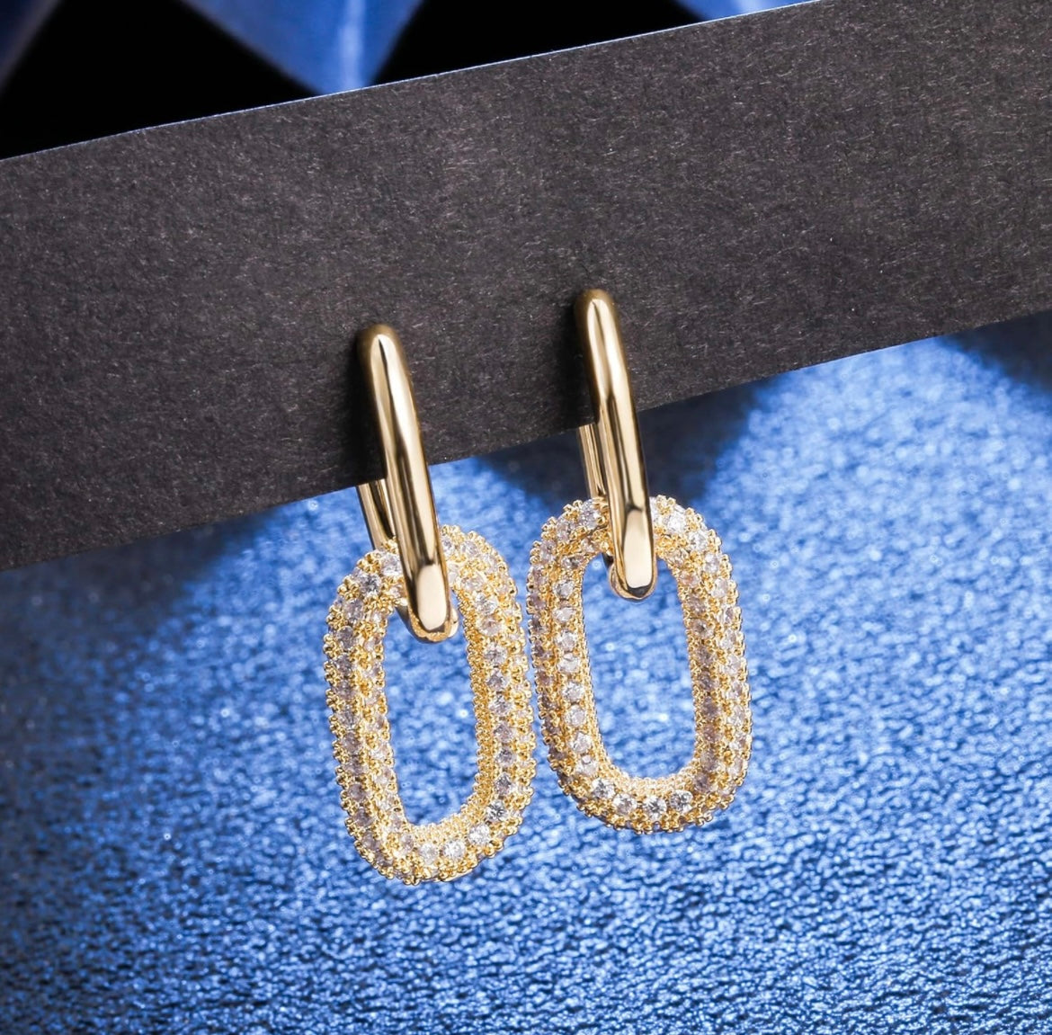 Square and double chain earrings for women 