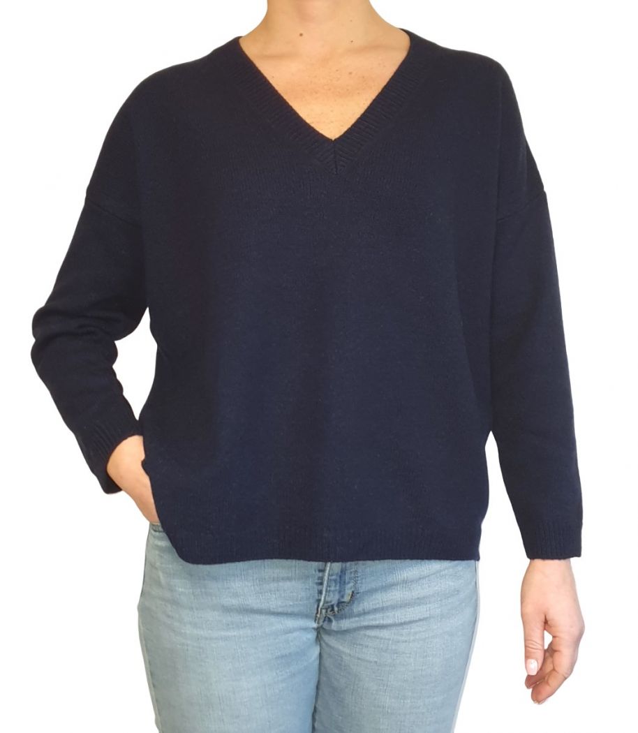 Maglia Donna Over Scollo a V Cashmere Rigenerato-2