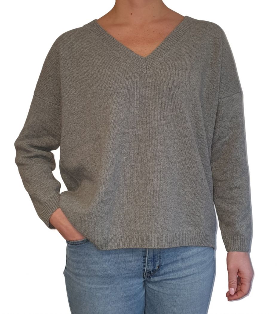 Maglia Donna Over Scollo a V Cashmere Rigenerato-4