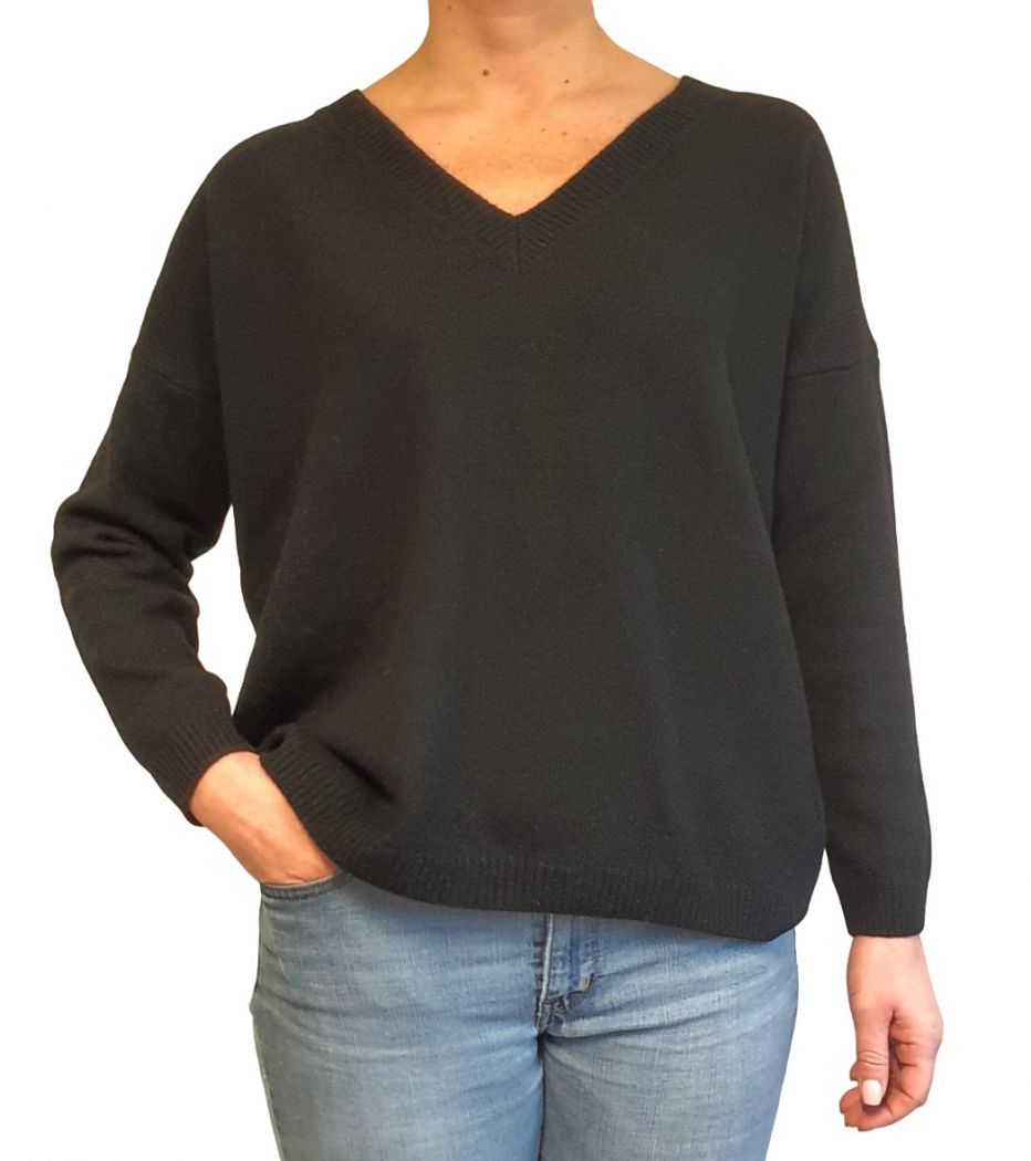 Maglia Donna Over Scollo a V Cashmere Rigenerato-5