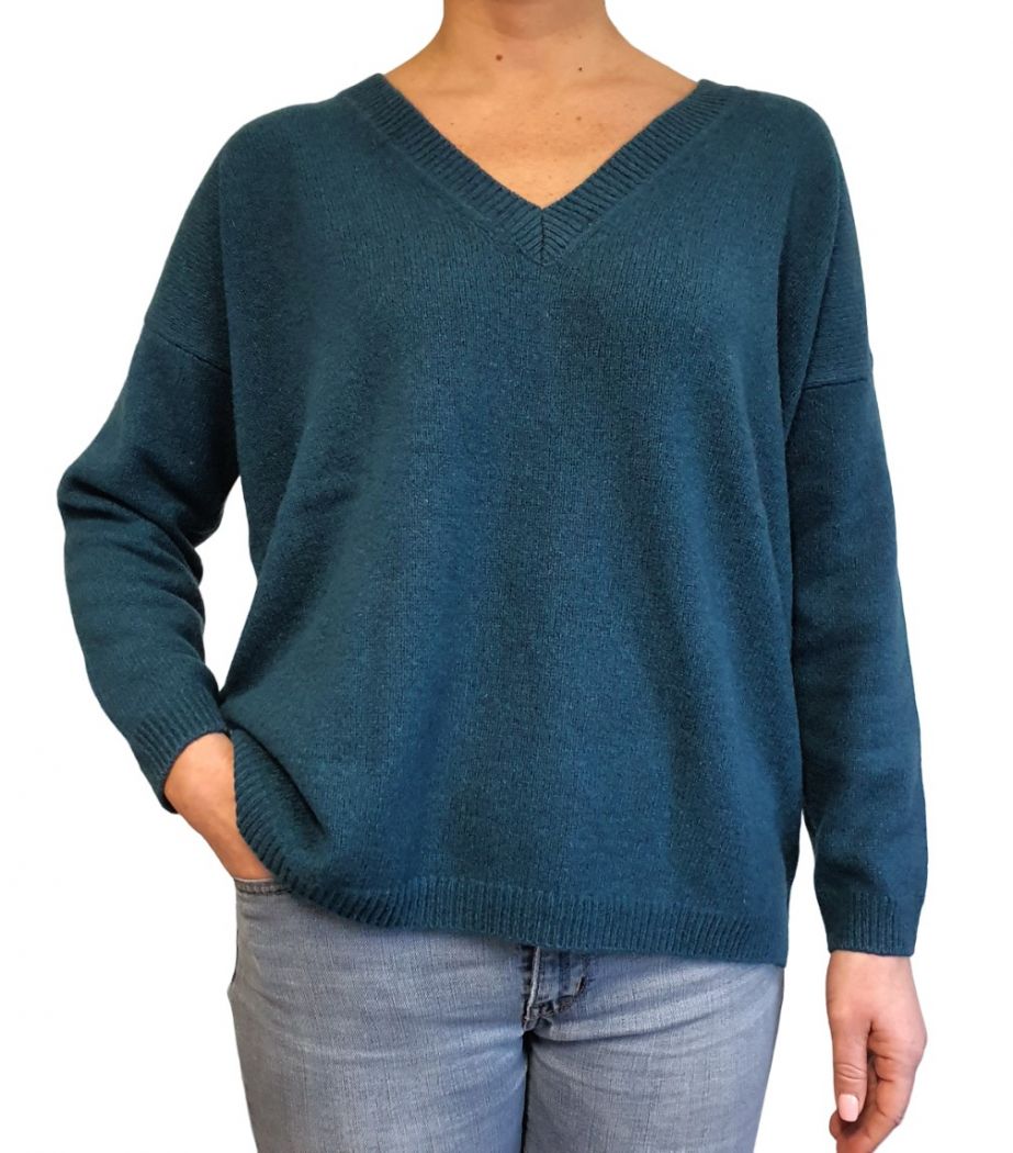 Maglia Donna Over Scollo a V Cashmere Rigenerato-6