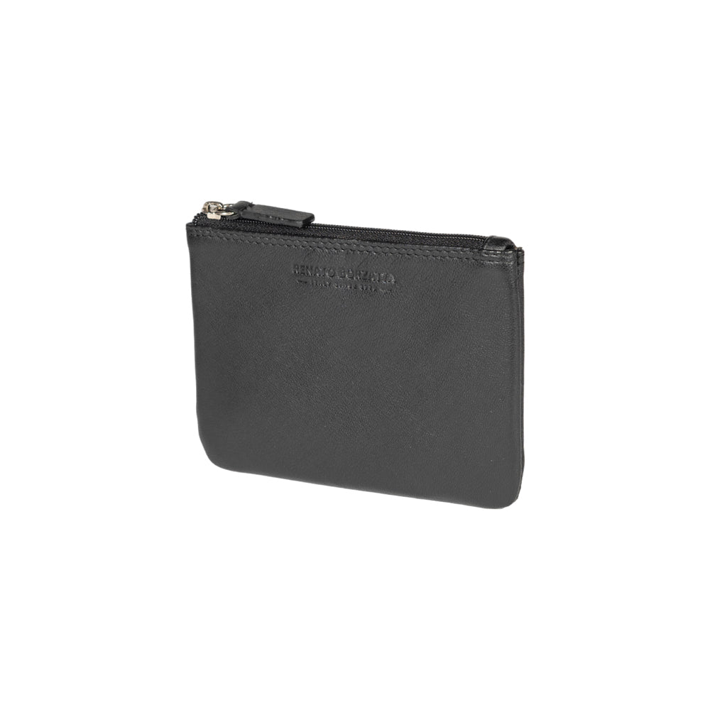 RB12032A | Key Holder/Coin Purse in Genuine Full Grain Leather, with Light Grain. Black Color. RFID Protection. Dimensions: 13 x 9 x 0.5 cm. Packaging: Gift box bottom/lid-0