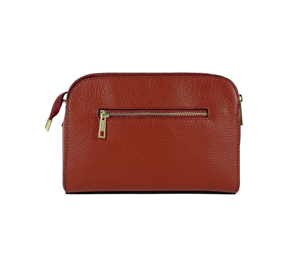 RB1011V | Women's shoulder bag in genuine leather Made in Italy. Removable shoulder strap. Attachments with shiny gold metal snap hooks - Red color - Dimensions: 25 x 17 x 10 cm-3