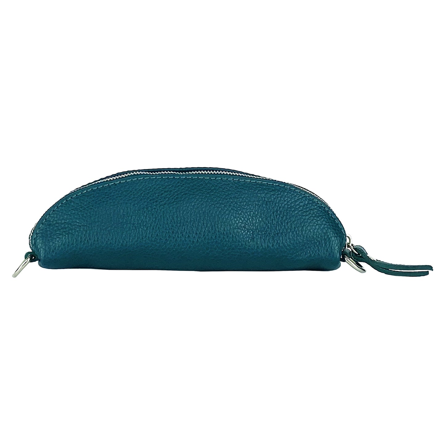 RB1015BZ | Waist bag with removable shoulder strap in Genuine Leather Made in Italy. Attachments with shiny nickel metal snap hooks - Teal color - Dimensions: 24 x 14 x 7-3