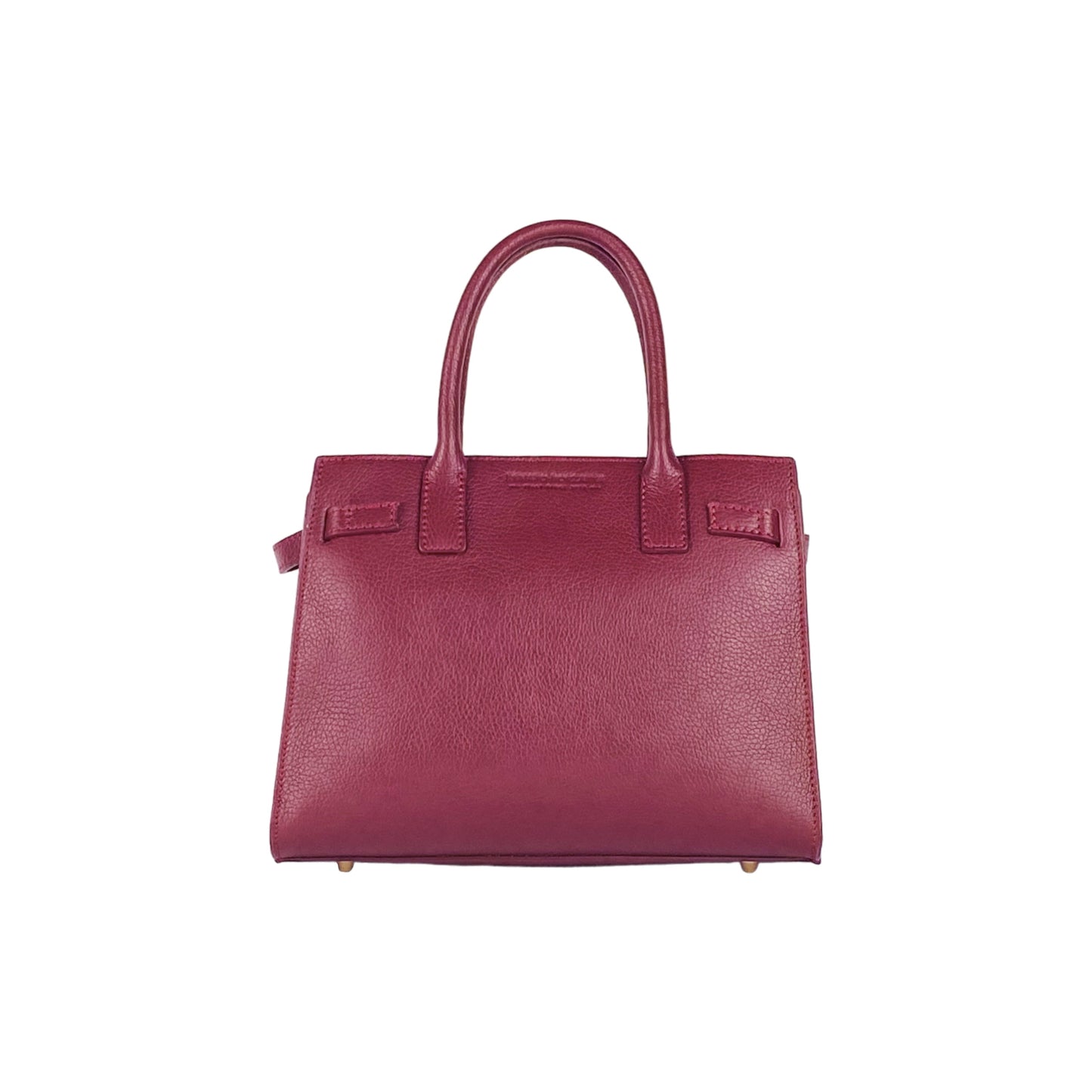 RB1016X | Borsa Donna a Mano in Vera Pelle Made in Italy con tracolla removibile. Attacchi con moschettoni in metallo Oro Lucido. Colore Bordeaux. Dimensioni: cm 28 x 20 x 14 + 12,5-3