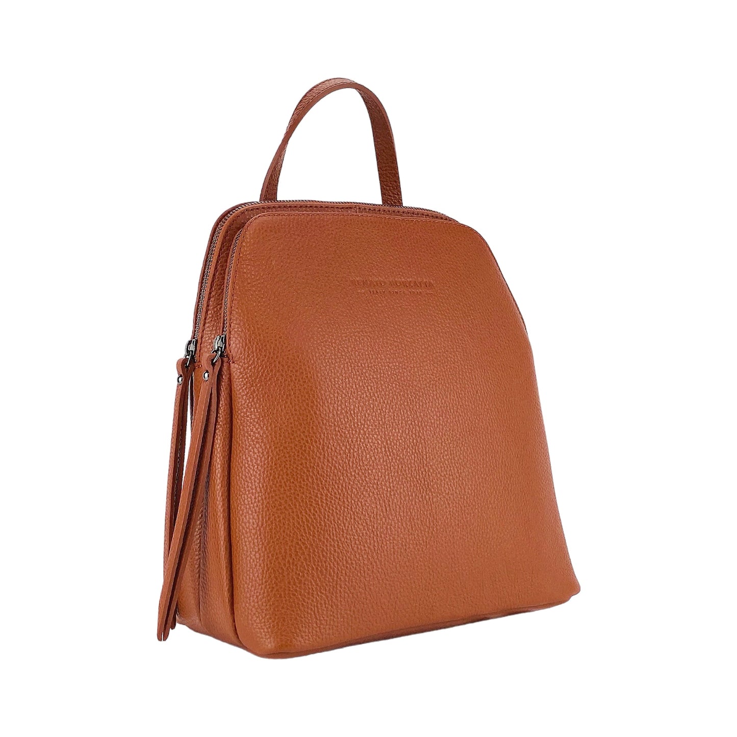 RB1018AM | Zaino Donna Doppio scomparto in Vera Pelle Made in Italy con spallacci regolabili. Accessori in metallo Canna di Fucile - Colore Paprika - Dimensioni: cm 26 x 30 x 14,5-0