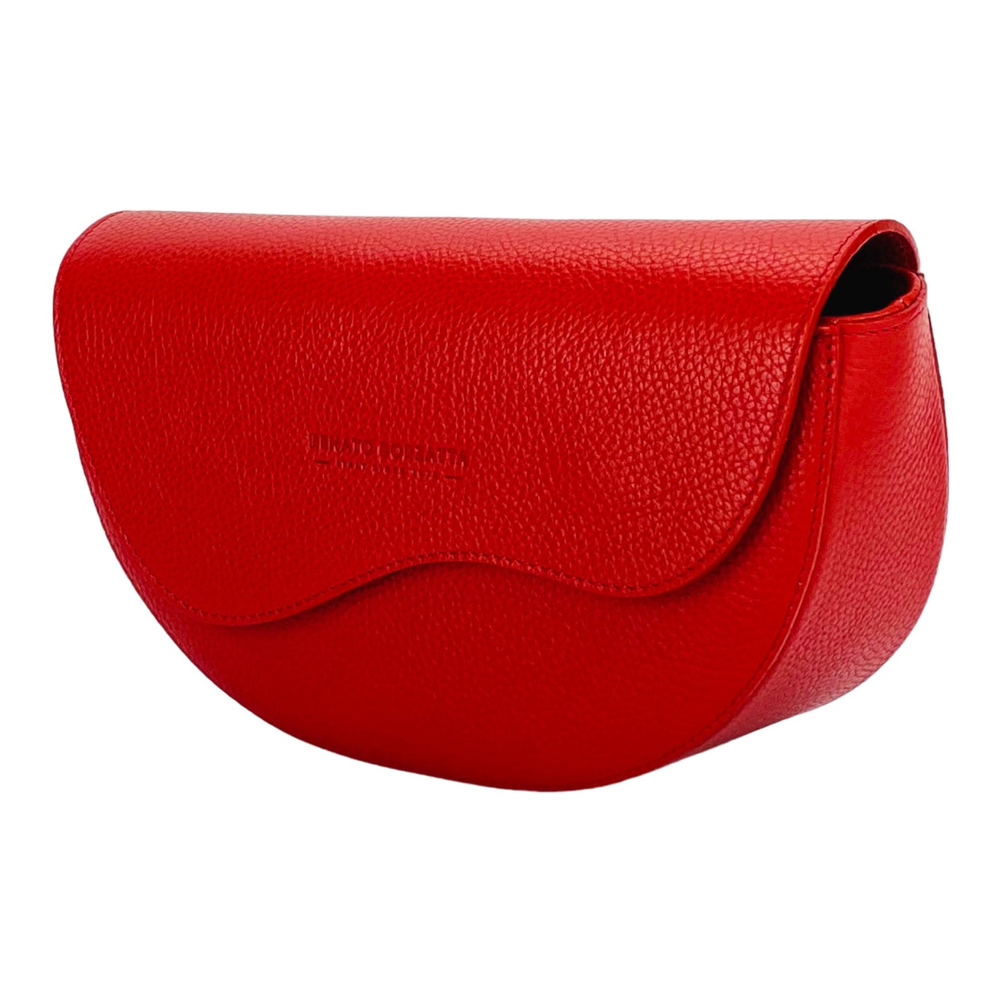 RB1027V | Borsa Donna a Bandoliera stondata in Vera Pelle Made in Italy. Tracolla removibile e regolabile in pelle. Accessori Nickel Lucido - Colore Rosso - Dimensioni: cm 25 x 15 x 9-2