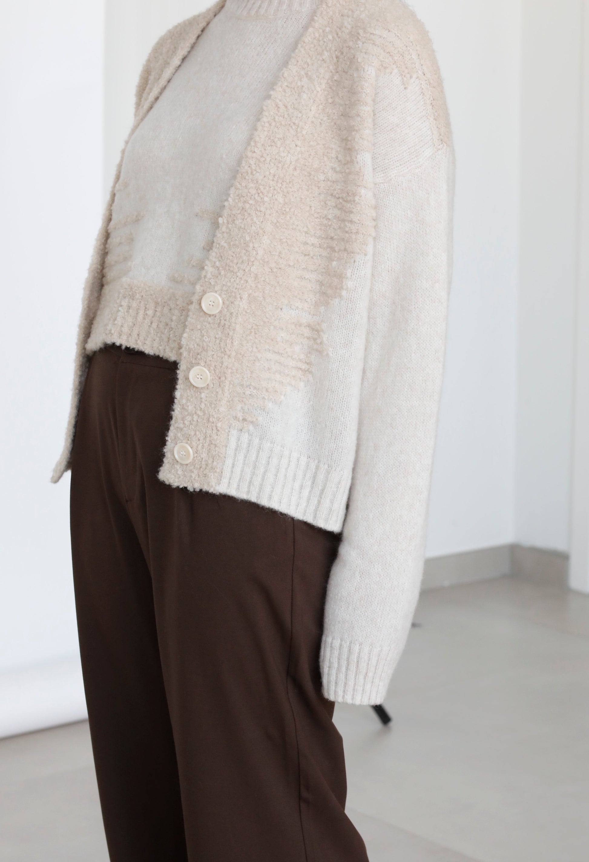 Boucle' Cardigan in Wool and Alpaca - Tecla