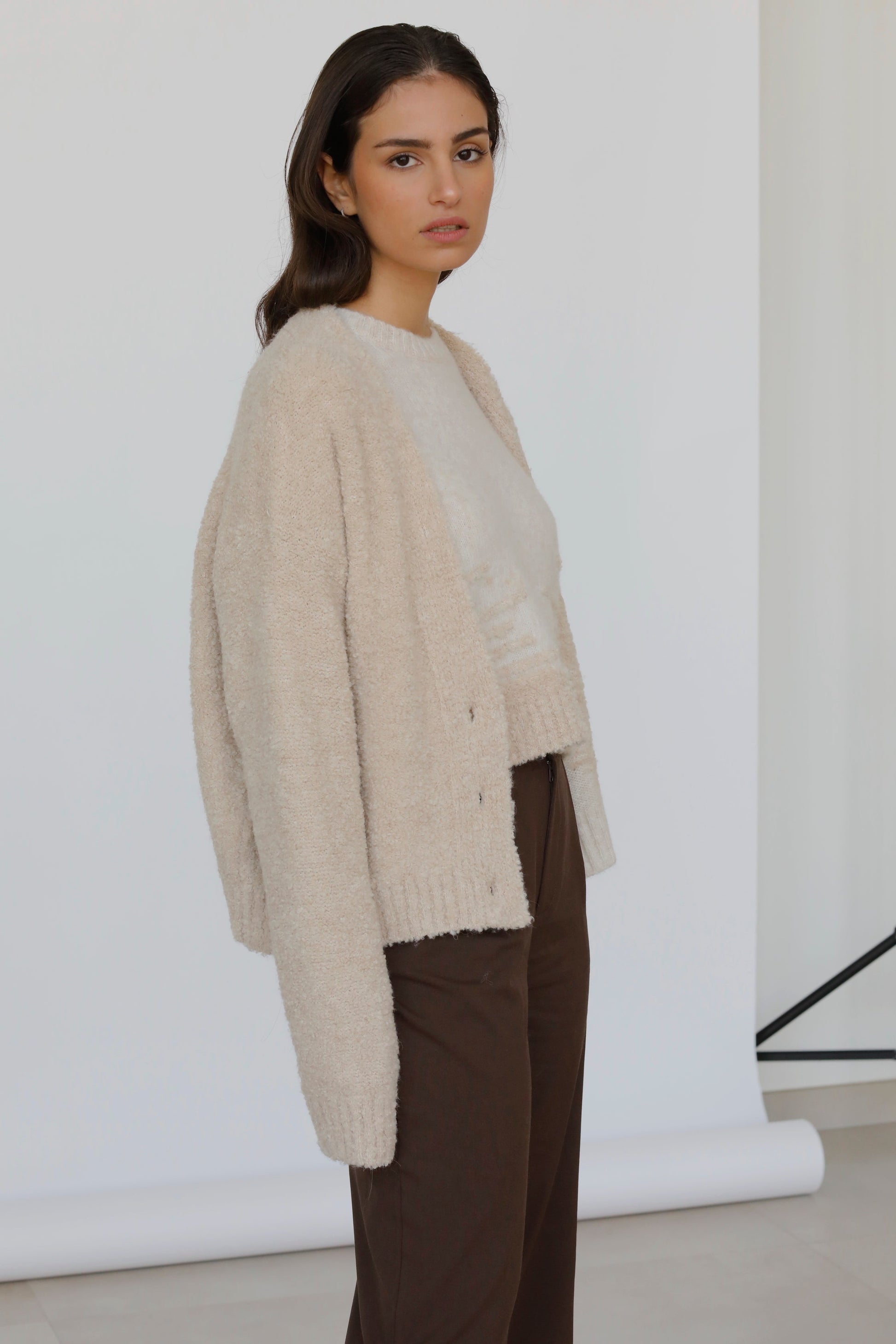 Boucle' Cardigan in Wool and Alpaca - Tecla