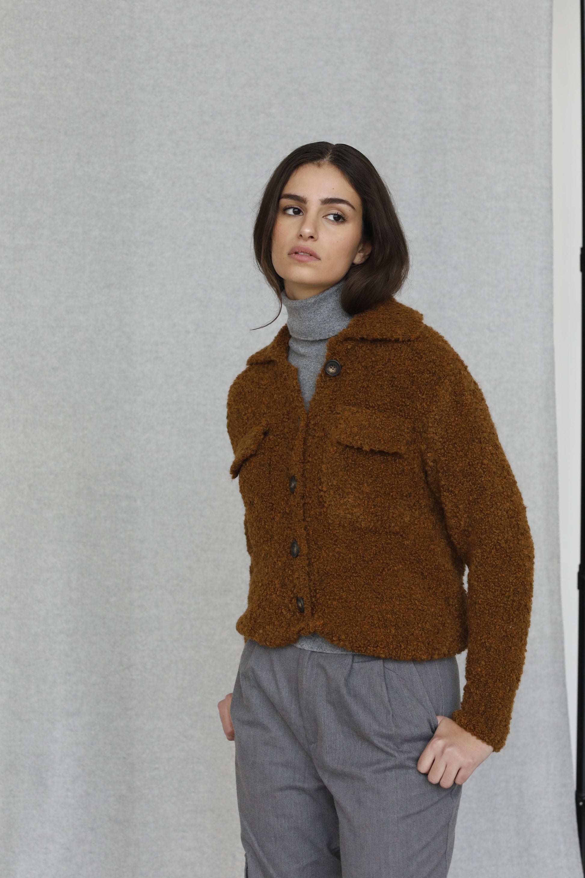 Boucle' Wool Bomber - Teresa