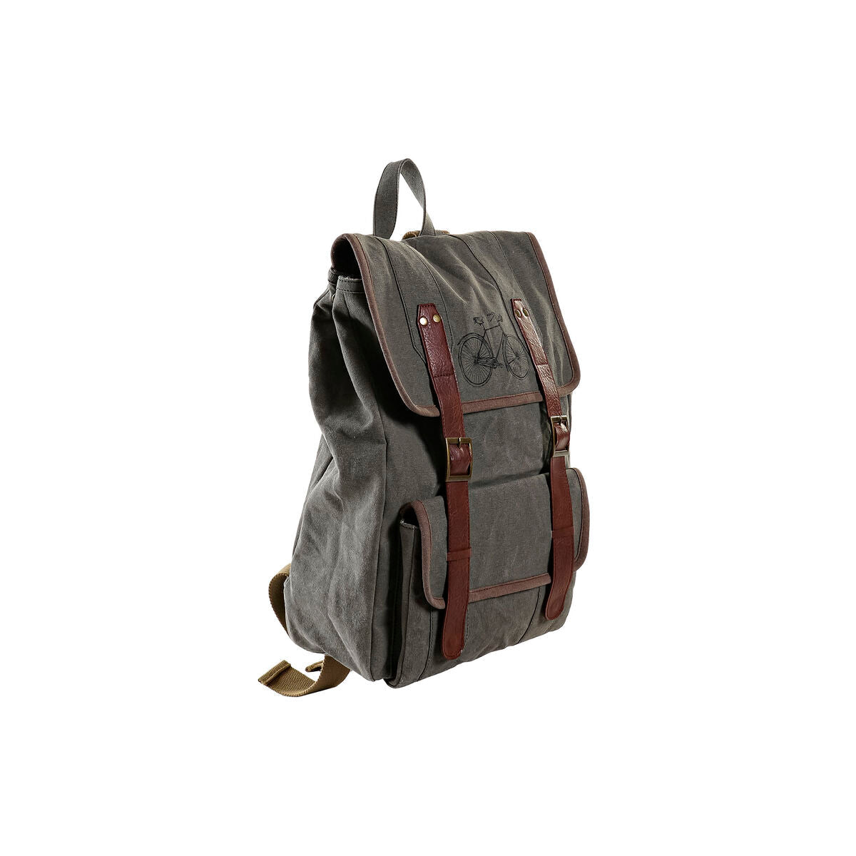 Casual Backpack DKD Home Decor Canvas Bicycle Grey Brown (33 x 12 x 47 cm)-2