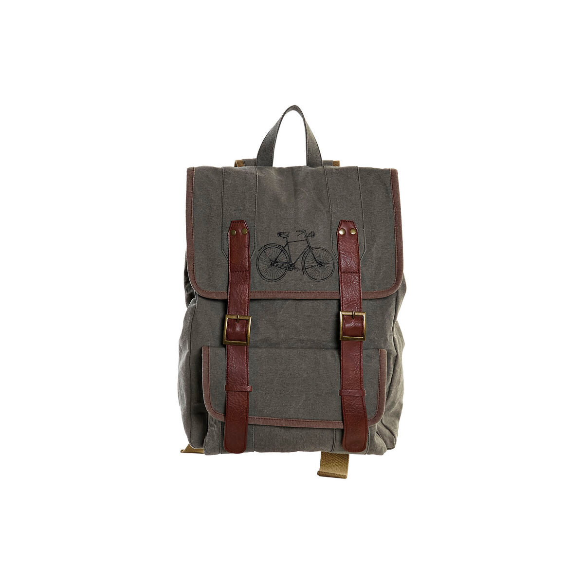 Casual Backpack DKD Home Decor Canvas Bicycle Grey Brown (33 x 12 x 47 cm)-0