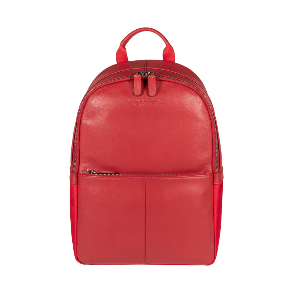 RB2001V | Zaino Porta Netbook/Tablet in Nylon/Vera Pelle, con leggera grana. Chiusura con lampo e spallacci regolabili - Colore Rosso - Dimensioni: cm 27 x 38 x 14. Confezione: Sacchetto Tessuto non Tessuto-1