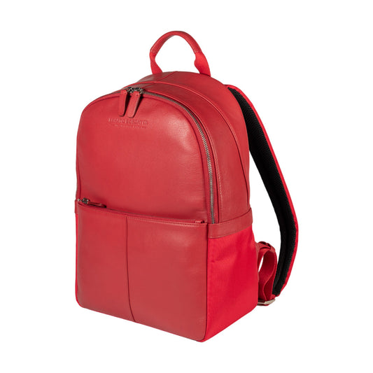 RB2001V | Zaino Porta Netbook/Tablet in Nylon/Vera Pelle, con leggera grana. Chiusura con lampo e spallacci regolabili - Colore Rosso - Dimensioni: cm 27 x 38 x 14. Confezione: Sacchetto Tessuto non Tessuto-0