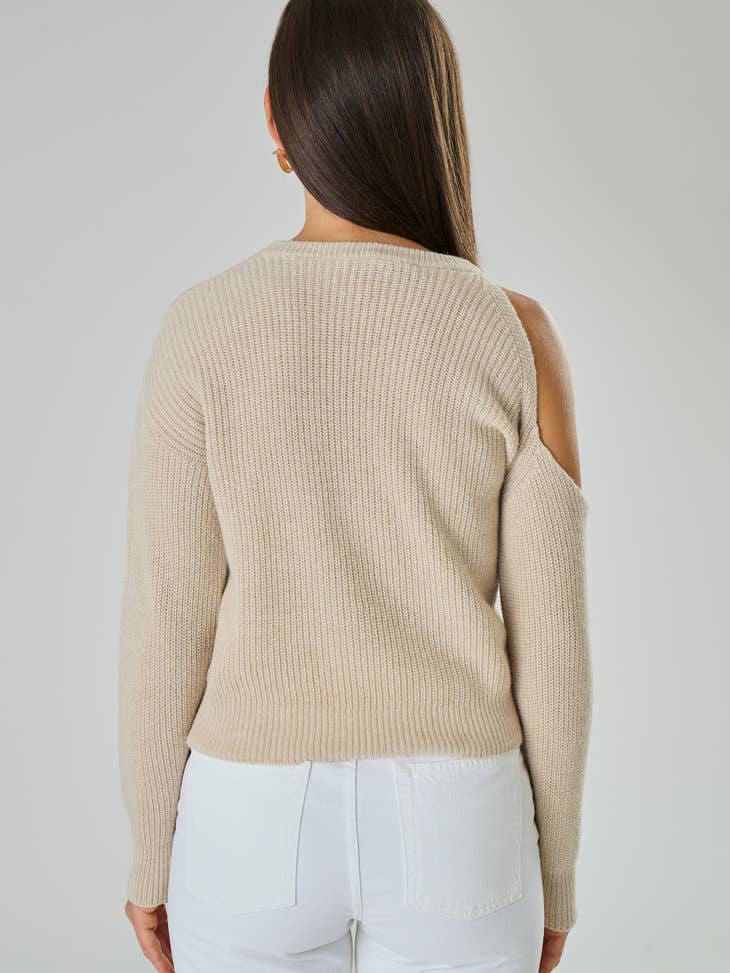 Cashmere blend sweater with shoulder slit - Anastasia