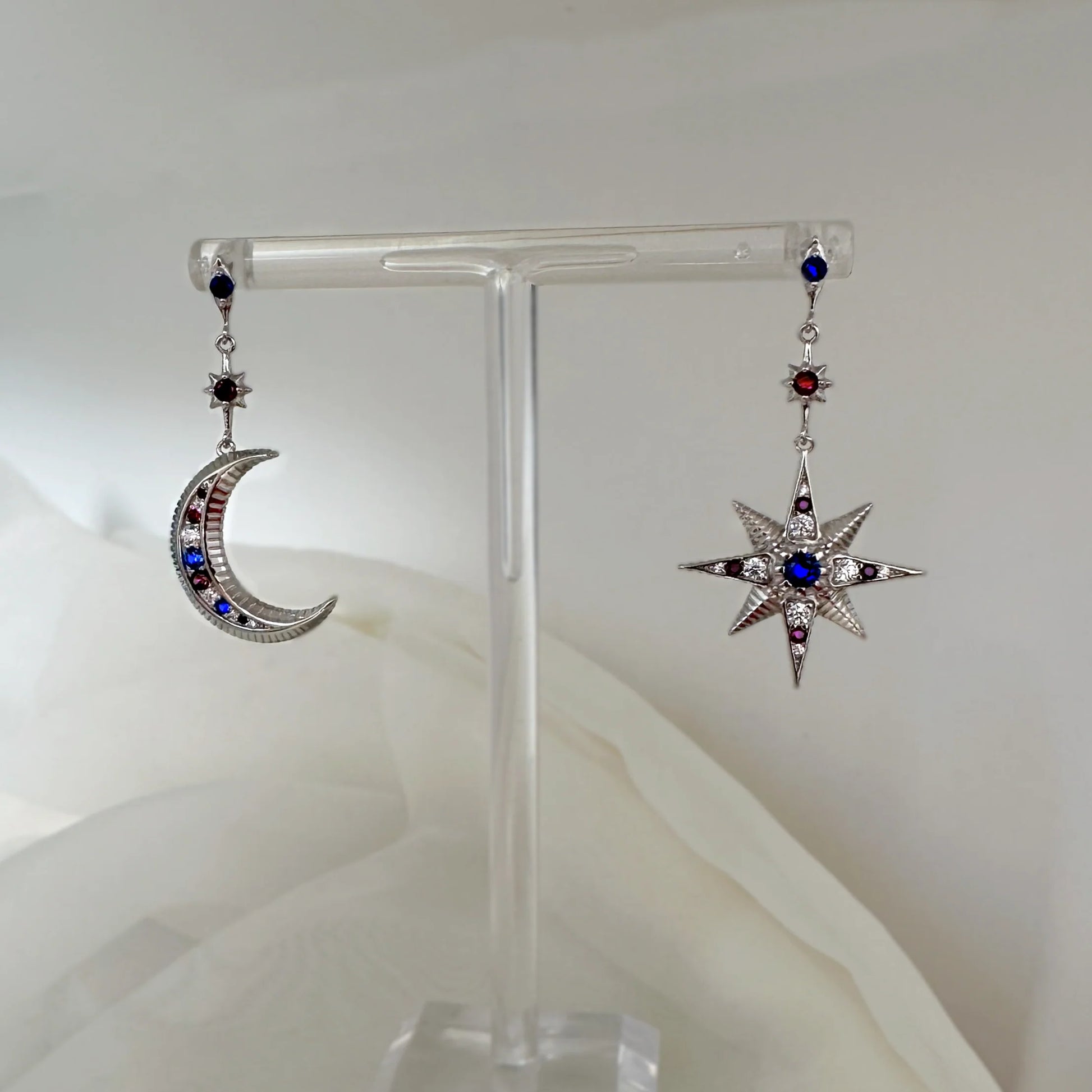 CELESTE MOON &amp; STAR STUDS EARRINGS