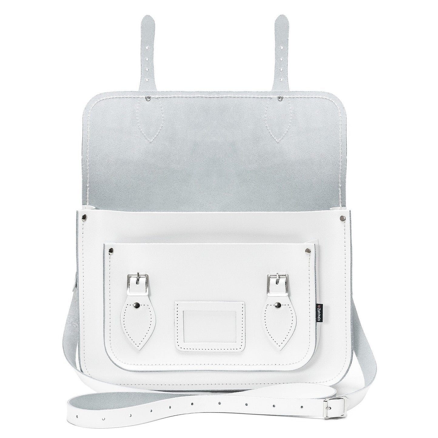 Handmade Leather Satchel - White-3